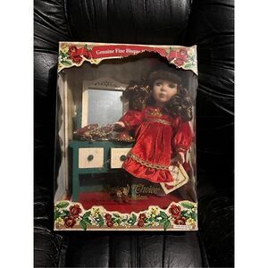 Collectors Choice Genuine Bisque Porcelain With Wood Dressing Table W/ COA Loose